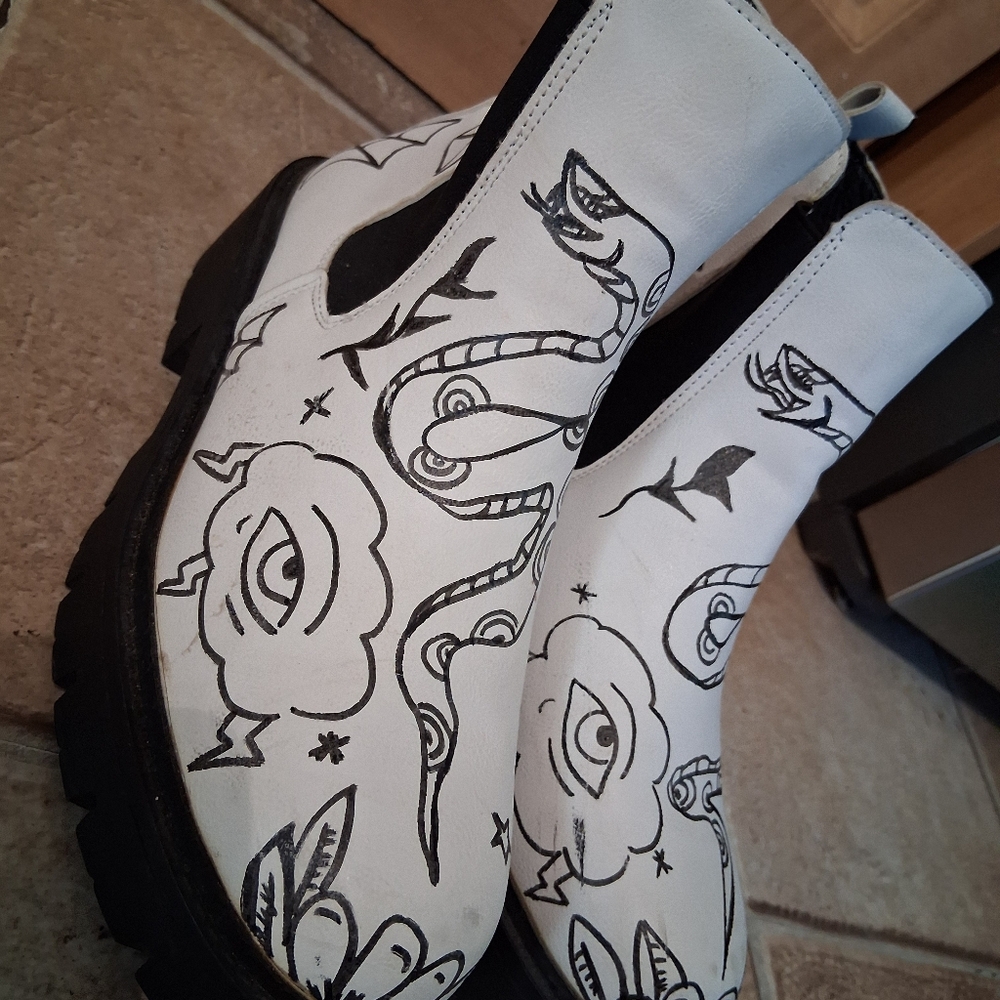Hand Painted Ankle Boots